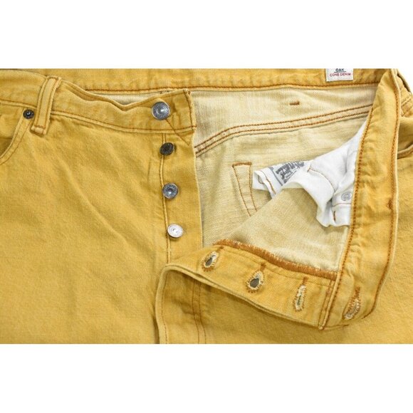 Levi's 501 Men's Jeans Size 42 X 27 Button Fly Denim Mustard Yellow  -Flaws- - Picture 9 of 16
